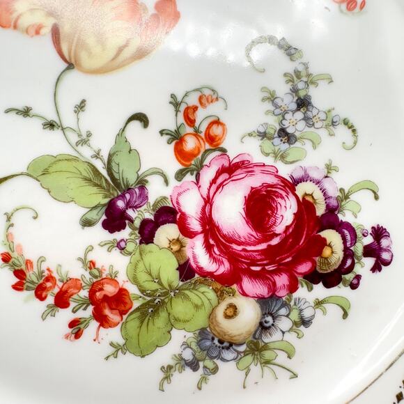 Bavarian Floral Plate Reticulated Hand Painted Bouquet Gold Trim Rim Garland - Picture 3 of 13